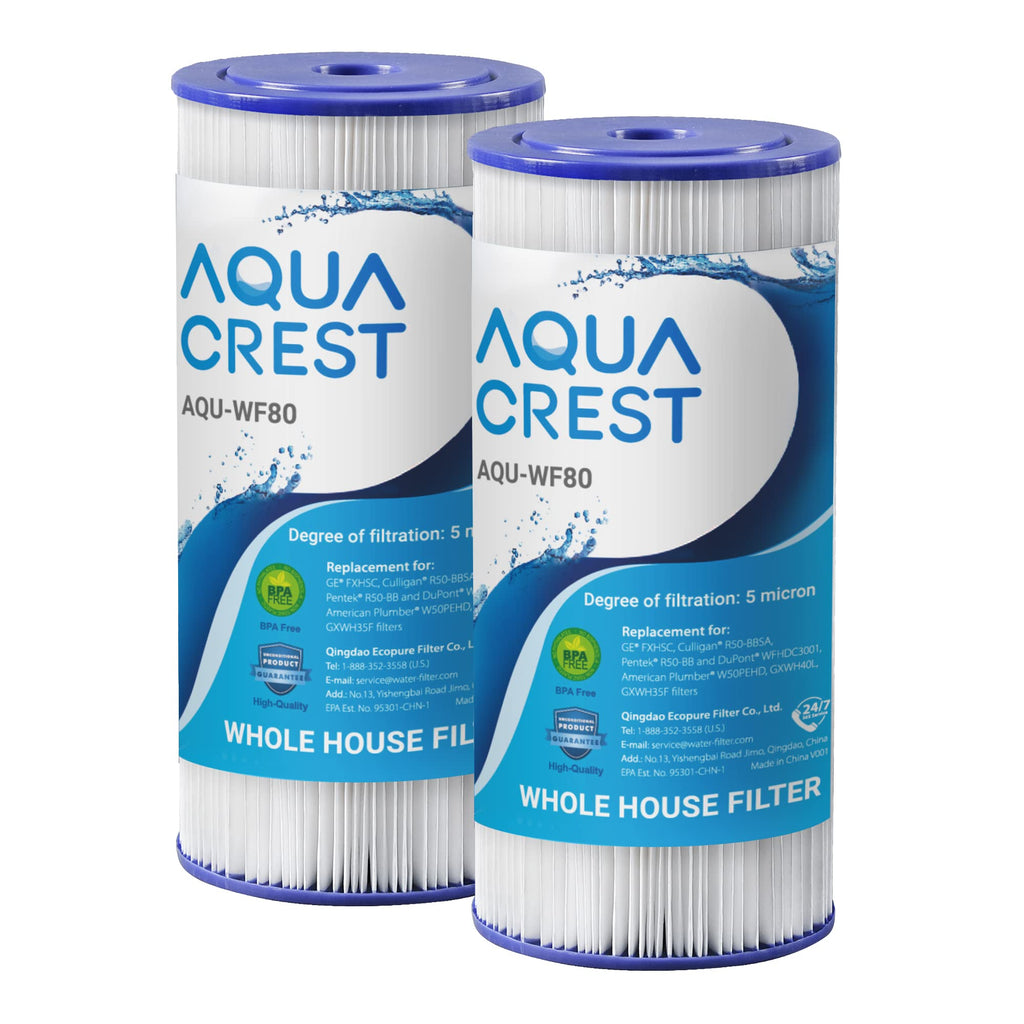 AQUACREST FXHSC Water Filter, Compatible with GE FXHSC, Culligan R50-BBSA, Pentek R50-BB and Dupont WFHDC3001, American Plumber W50PEHD, GXWH40L, GXWH35F Whole House Filter(Pack of 2)