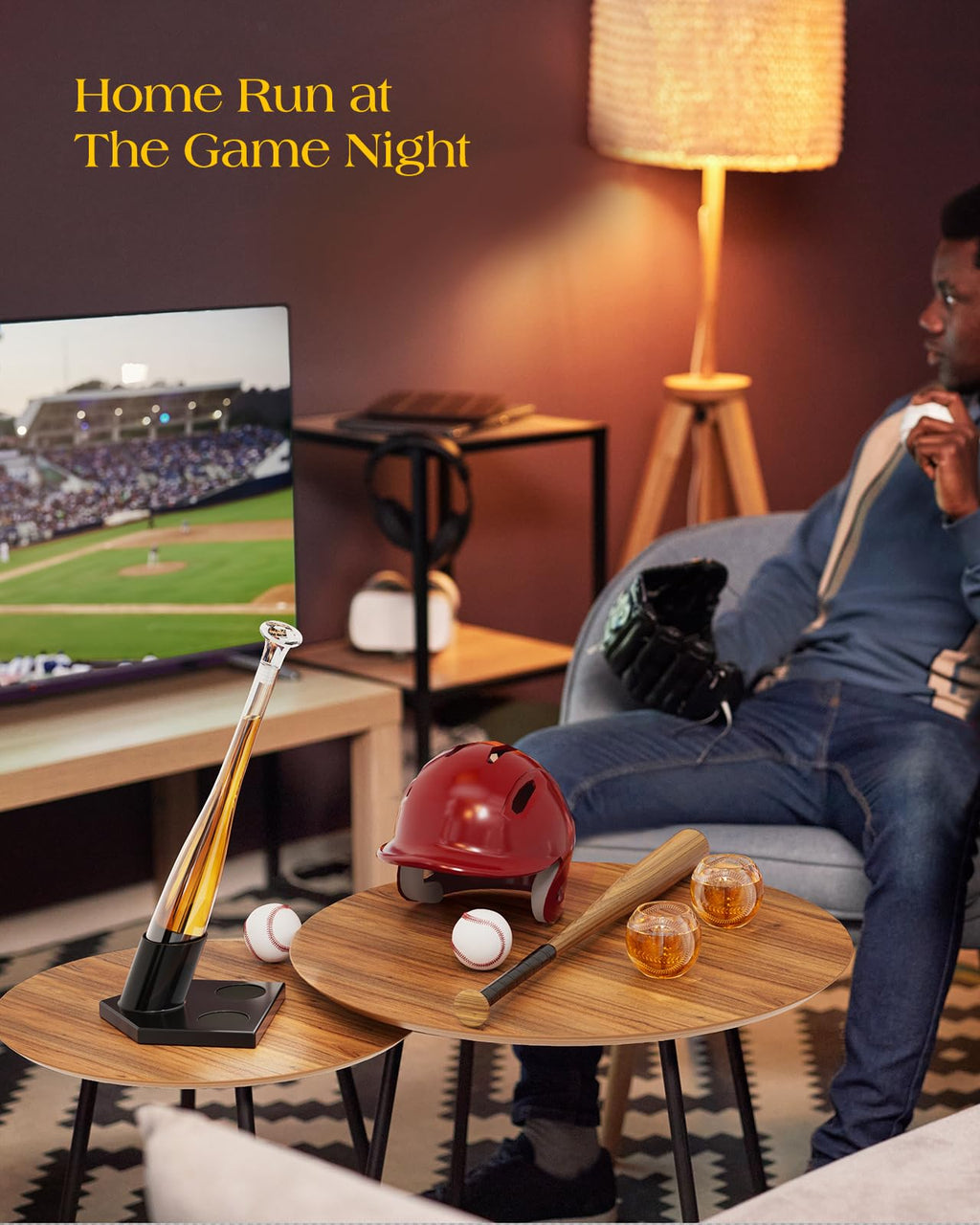 Baseball Gifts for Men, Kollea Whiskey Decanter Sets for Men, 20Oz Baseball Bat Decanter Set with 2 Glasses, Unique Christmas Birthday Gift for Men Him Brother Guys Boyfriend Coach, for Liquor Tequila