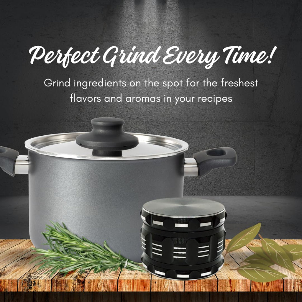 3 Inch herb grinder / 3 layer spice grinder - portable size allows for you to easily grind your herbs at home or on the go. Black Grinder is Aluminum Alloy (Black, 3 Inches) (NO Screen Catcher)