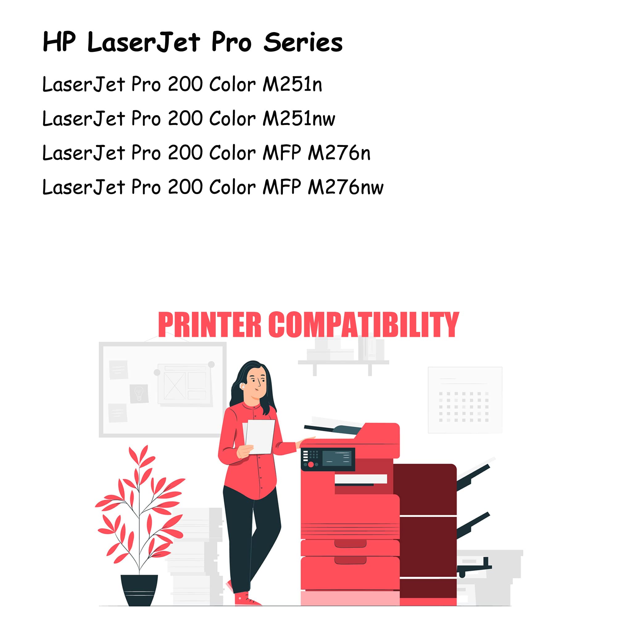 PrinterPro™ Compatible Replacement for HP 131X Black Toner Cartridge High Yield of HP 131A CF210A - HP LaserJet Pro 200 Color M251n / M251nw / MFP M276n/ MFP M276nw (1 * Black Only)