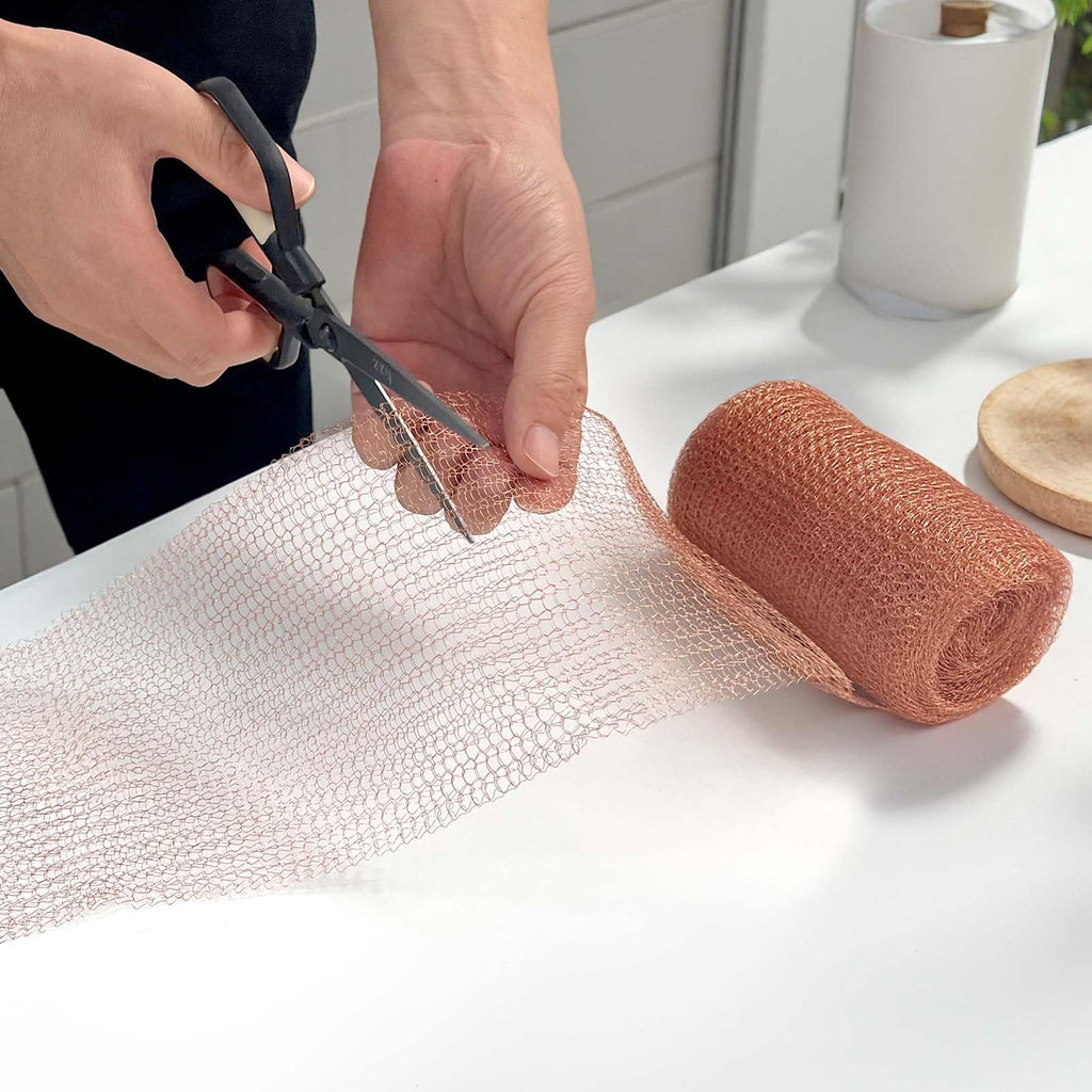 Copper Mesh,5" X 33 Feet(10m/270g),100% Pure Copper Mesh Roll Knit Copper Mesh,Gap Blocker for Building Hole,Protect Saplings&Seeds,Barbecue Grill Clean,Fill Fabric DIY