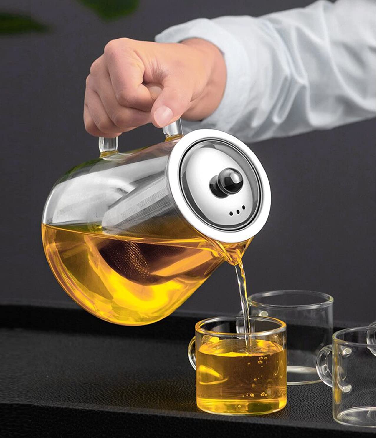 Mini Size Glass Teapot Tea Kettle-with Stainless Steel Removable Infuser for Blooming Tea & Loose Leaf Tea, Microwave & Stovetop Safe (550)