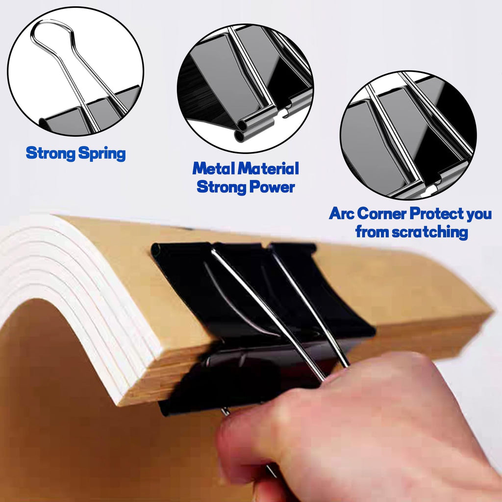 3 Inch Jumbo Binder Clips(12 Pack), Extra Large Binder Clips Heavy Duty Paper Clamps for Office and Home Supplies, Black