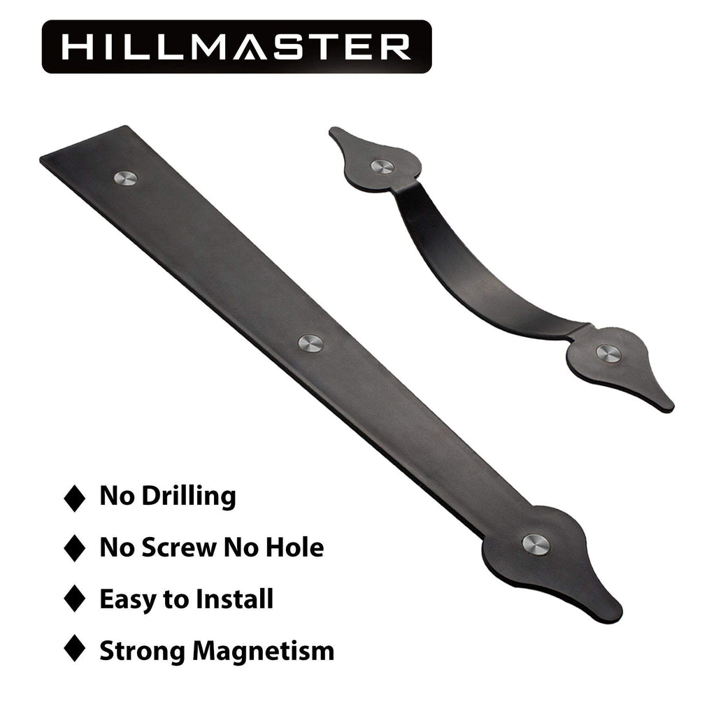 HILLMASTER Decorative Magnetic Garage Door Hinges Hardware, 6 Pieces Garage Door Accents Attractive Curb Appeal Faux Hinges Handles Decor Hardware Kit, Black(4 Hinges+2 Handles)