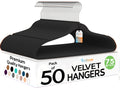 Techzoo Premium Black Velvet Hangers 50 Pack - Space Saving Felt Hanger, Non Slip Clothes Hangers for Closet, Heavy Duty Coat Hanger with 360° Rotatable Hook, Hold Up to 10 lbs