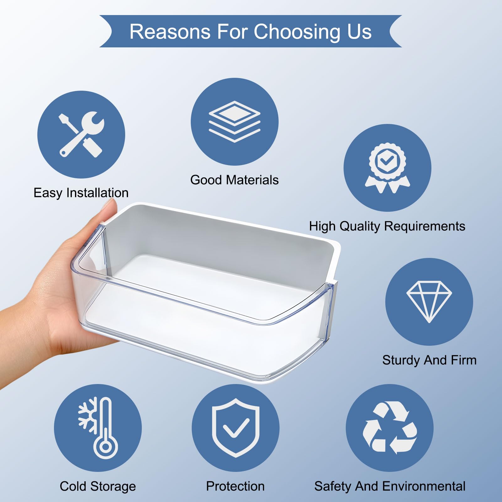 DA97-12935A Door Bin,Replacement for Samsung Fridge Door Bin RF220NCTASG、RF220NCTASR、RF220NCTASP、RF220NCTAWW etc refrigerator. Replace PS5575404、Ap5651846、EAP5575404、3377713 Samsung Fridge Door Shelf.