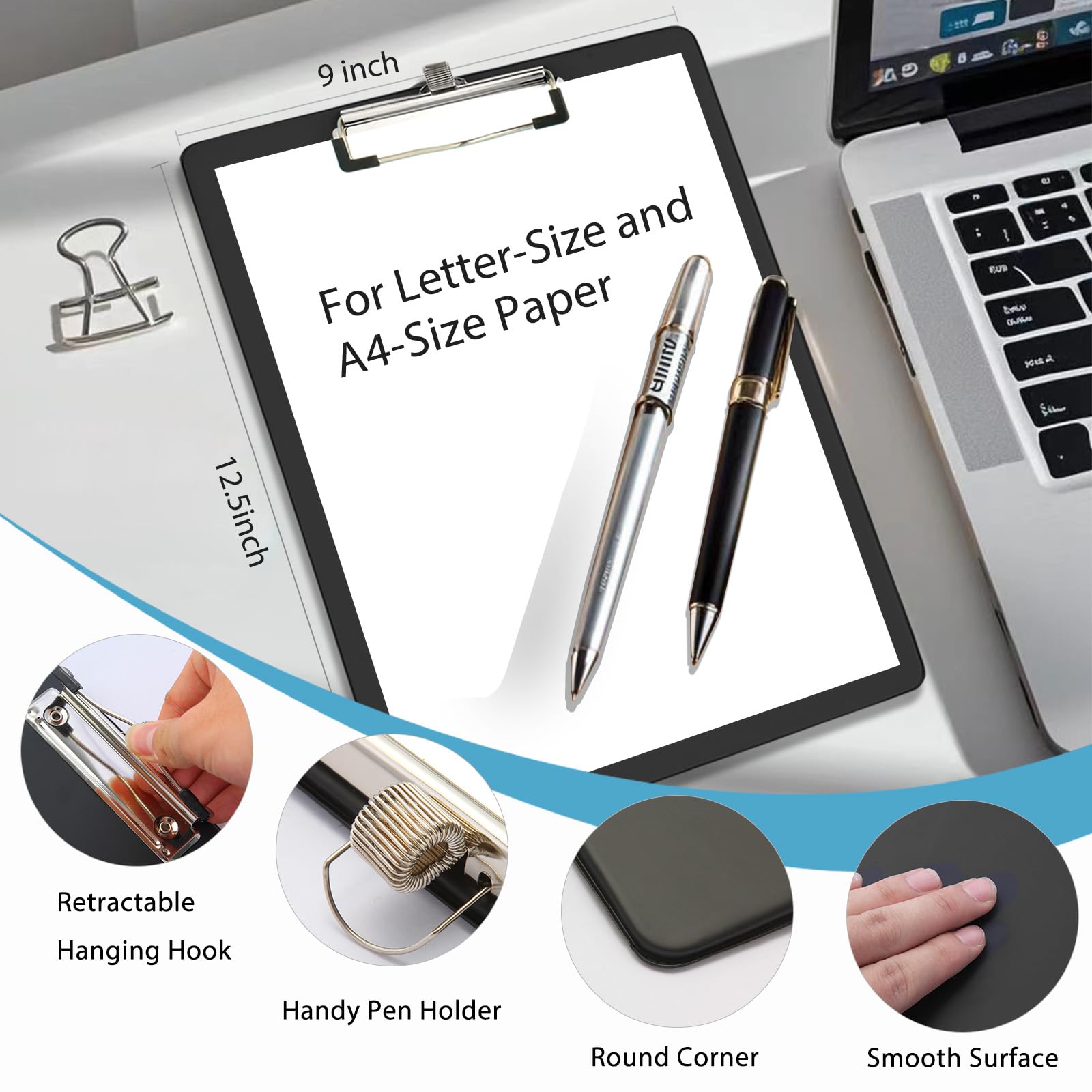 Clipboards with Pen Holder, Clip Boards Plastic Standard A4 Letter Size Holds 100 Sheets 8.5x11 Inch Papers 6 Pack Assorted Colors