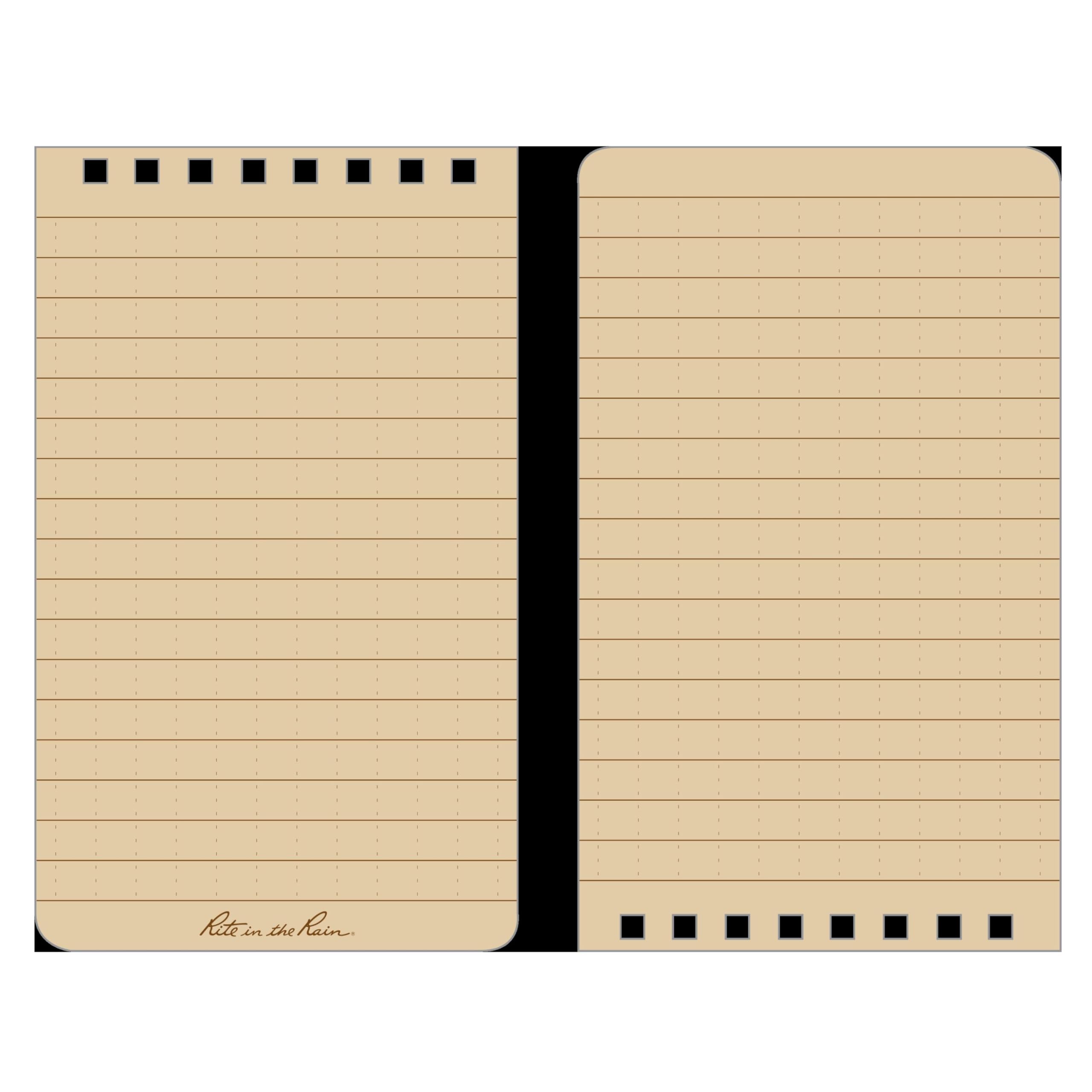 Rite in the Rain Weatherproof Top Spiral Notebooks, 3" x 5", Tan Cover, 3 Pack (No. 935T-3X)