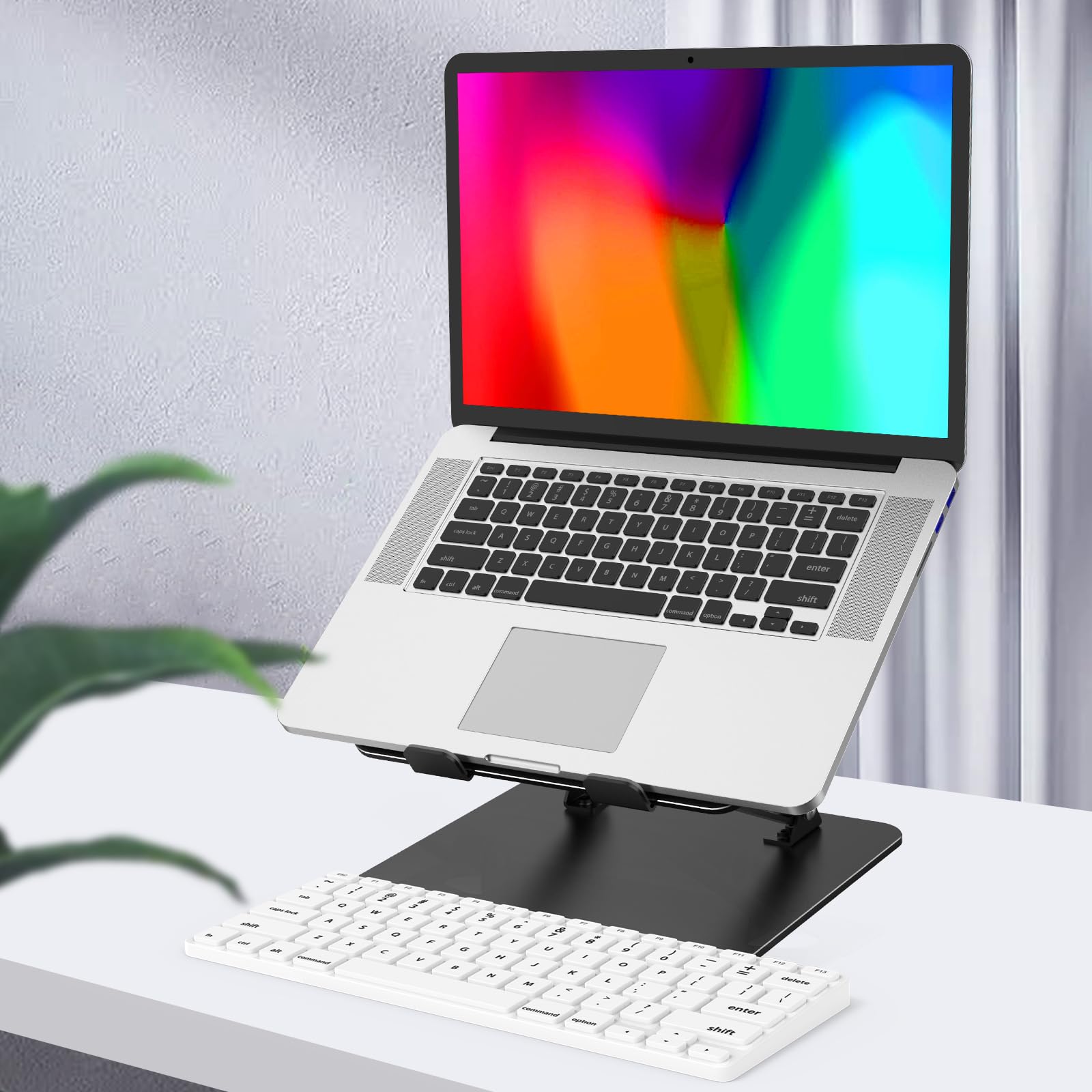 Gogoonike Adjustable Laptop Stand for Desk, Metal Foldable Laptop Riser, Portable Laptop Holder, Ventilated Cooling Computer Notebook Stand Compatible with 10-15.6” Laptops