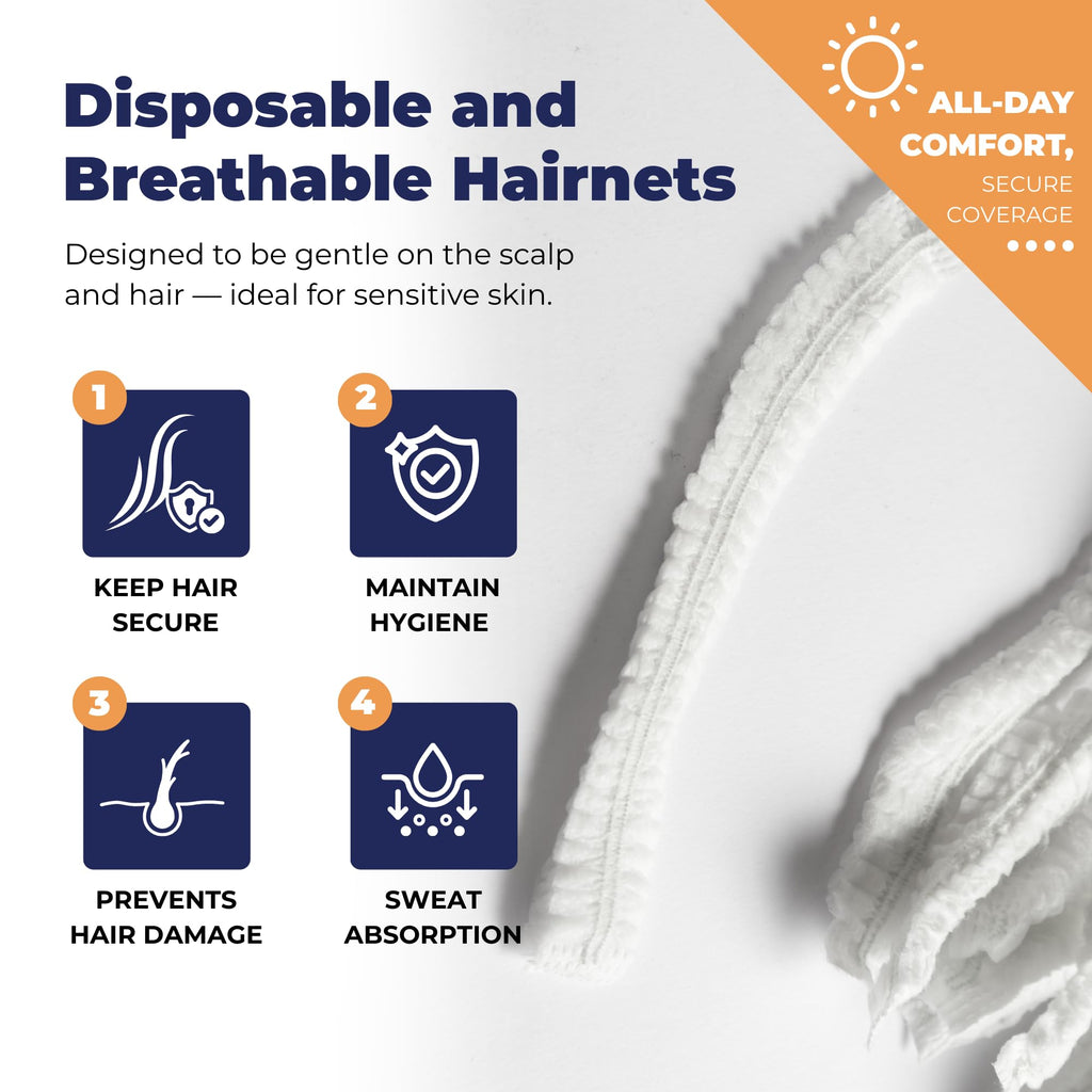 100 Pack Hair Nets 24 Inch White Invisible Mesh Nylon Hair Net Food Service Elastique Cheveux Kitchen Bun Bouffant Wig Cap Hairnet Food Service Massage Labs Salon wrap