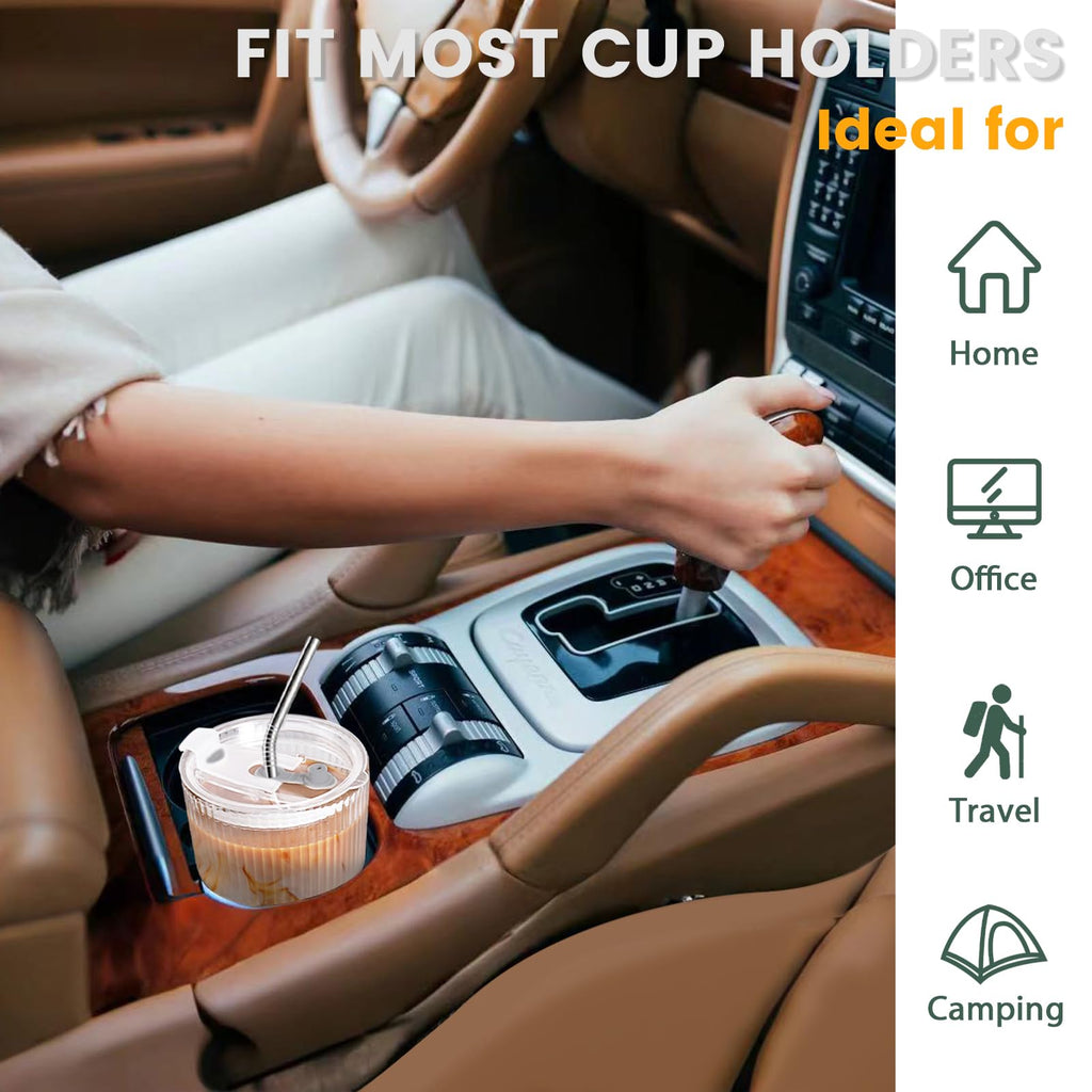 HIGIINC Iced Coffee Cups with Lids and Straws 4 Pcs, 16 OZ Unbreakable Glasses Drinking Set,Clear Plastic Cups Reusable Iced Coffee Tumbler with Lid and Straw, on The Go Coffee Cups Dishwasher Safe