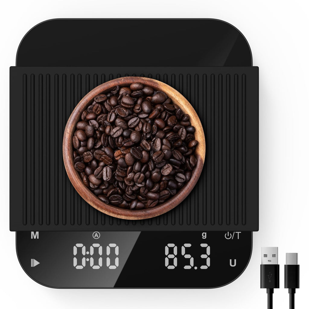 Diyife Rechargeable Coffee Scale, 0.1 g/3kg High Precision Espresso Scale with LED Display and 2 Timer Modes,6 Weighing Units,Silicone Protective Case. Kitchen Scale for Weighing Coffee and Ingredient