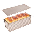 Bakeley Commercial Pullman Loaf Pan with Lid, 2.2Lb Dough Capacity Non-Stick Rectangle Corrugated Carbon Steel Bread Toast Mold with Cover for Baking Bread (Champagne Gold)