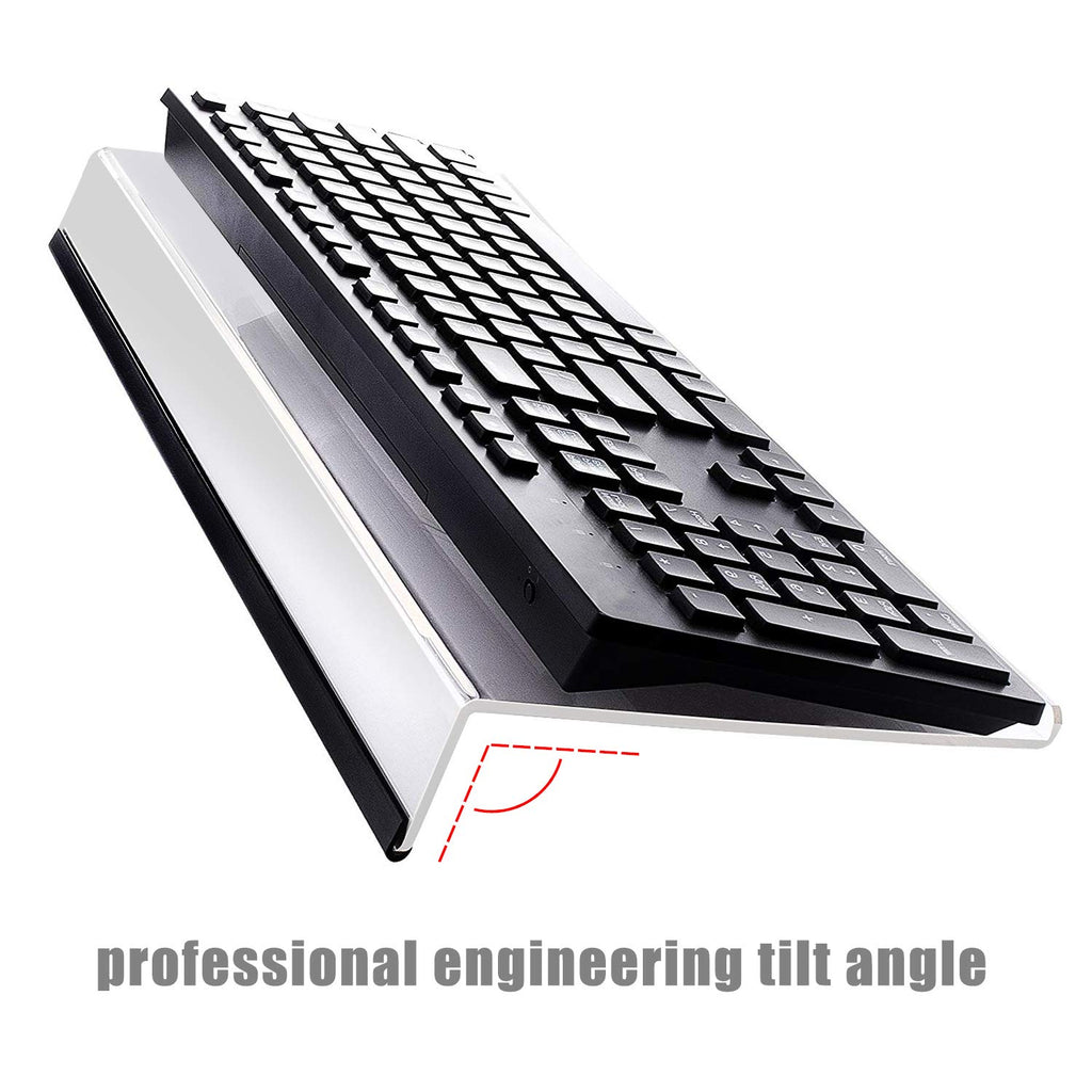 Refrze Computer Keyboard Stand-PC Keyboard Stand,Titled Keyboard Stand,Clear Acrylic Keyboard Tray（Holder) for Easy Ergonomic Typing and Working at Home and Office