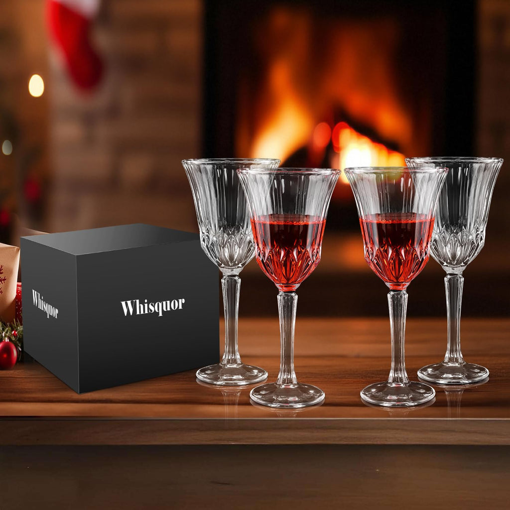 Whisquor Wine Glasses Set of 6, Hand Blown Crystal Wine Glasses, Lead-Free Wine Glassware for Daily Use and Hosting Guests, Gifts for Wedding