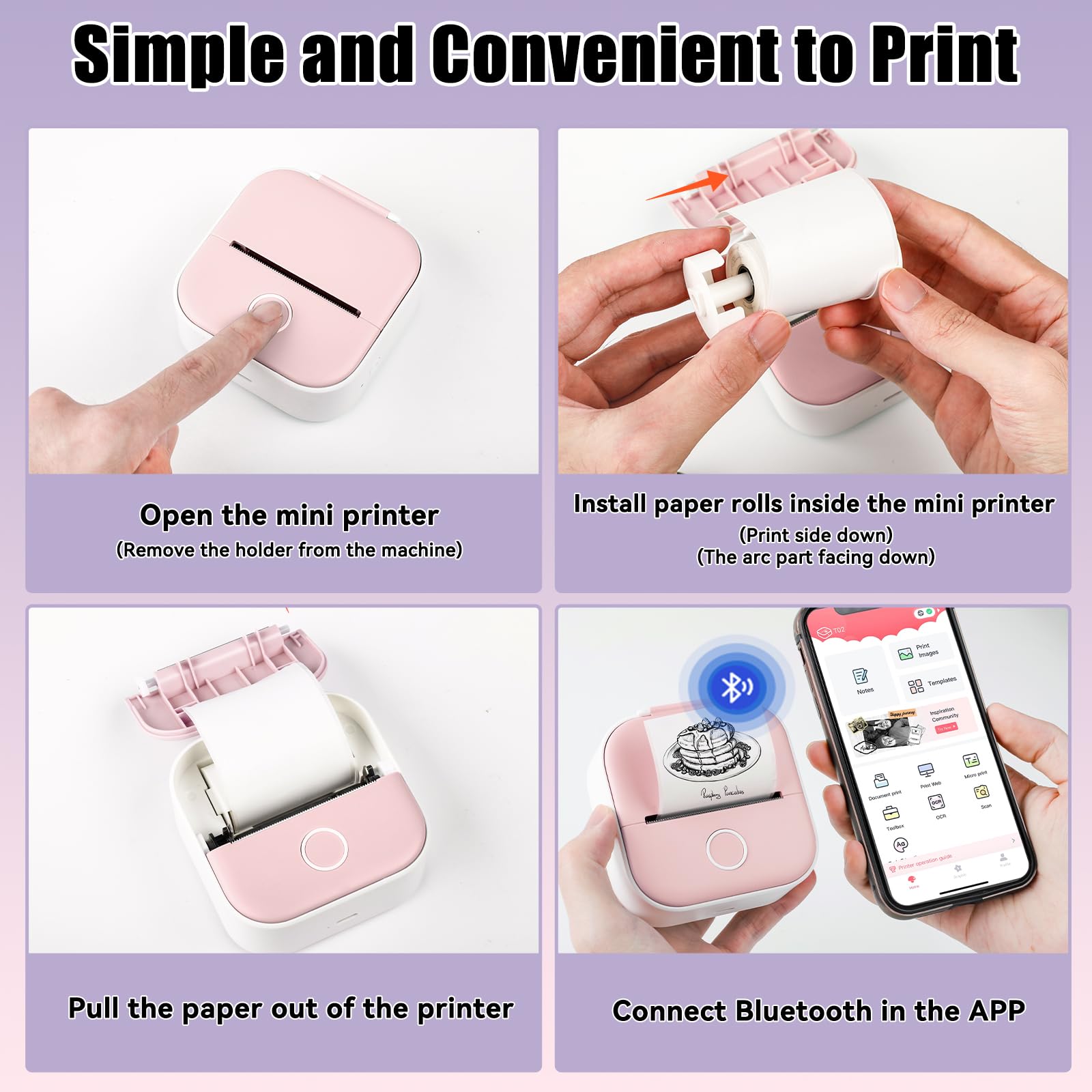 Memoking White Thermal Sticker Paper 50mm, Compatible with T02/M02/M04S/M04AS Mini Sticker Maker, HD Adhesive Thermal Printer Paper for Kids Suitable for Study Notes, List, Gift, 3.5m/Roll, 3 Rolls