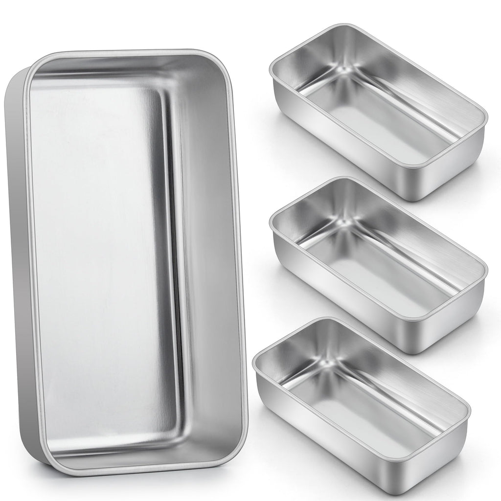 LIANYU 4 Pack Loaf Pans for Baking, 9x5 Inch Stainless Steel Bread Pan, Meatloaf Baking Tin for Homemade Banana Bread, Dishwasher Safe