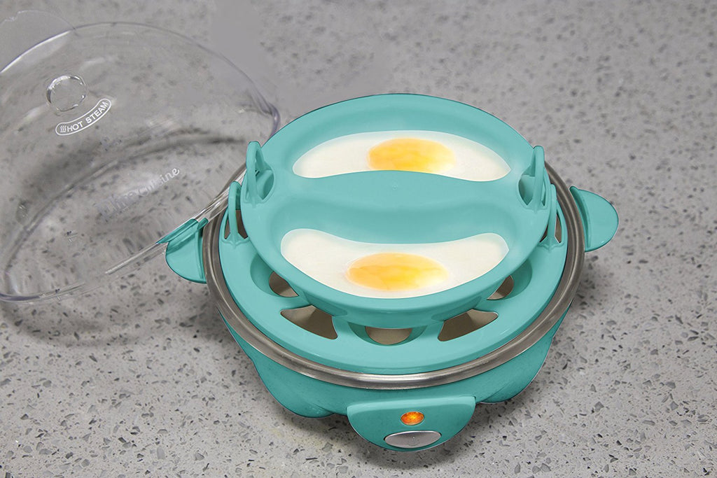 Elite Cuisine EGC-007T Maxi-Matic Egg Poacher & Egg Cooker with 7 Egg Capacity, Teal
