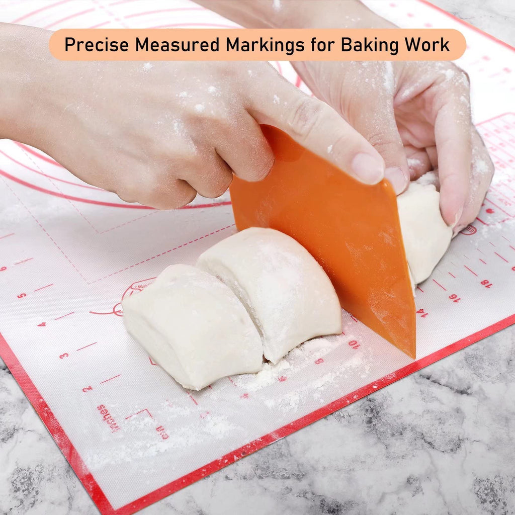 Silicone Baking Mat, Pastry Mat for Rolling Dough Non Slip Extra Large, 20" x 28", Red, Fondant Mat