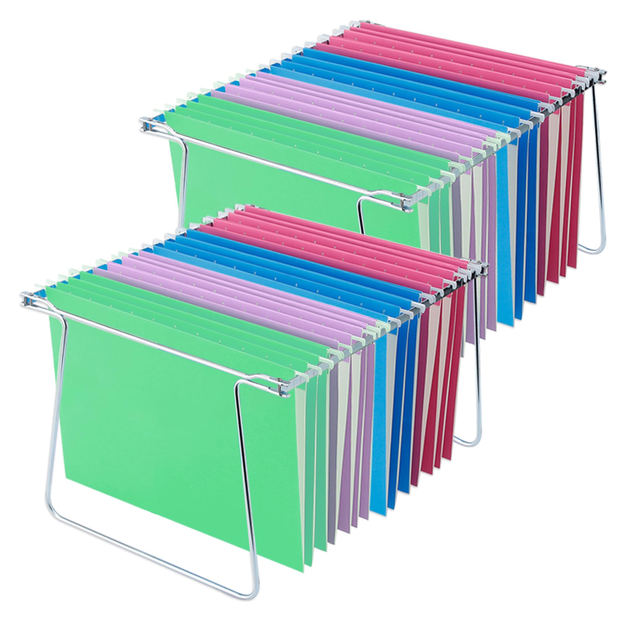 Heavy Duty Steel Hanging File Frame,Letter Size Hanging File Folder Frame,Adjustable Length 10" to 18",2 Packs(Without Folders)