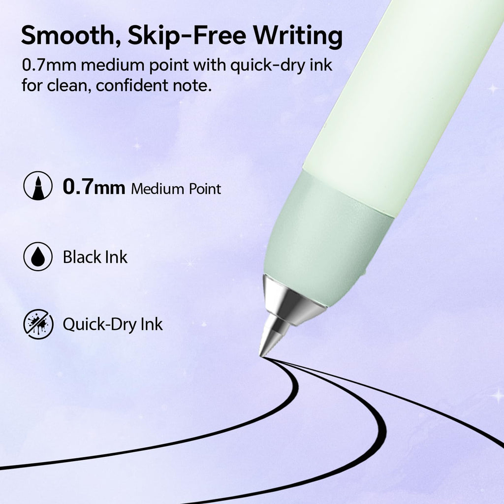 WRITECH Gel Pen Fine Point: 0.7mm Black Ink Mini to Full Size Soft Grip Portable Extendable Pocket Pen Set with 2 Pens and 2 Refills