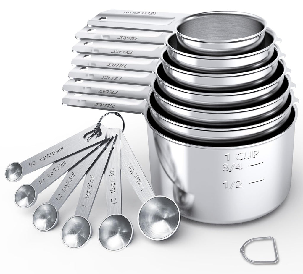 TILUCK Stainless Steel Measuring Cups & Spoons Set, Cups and Spoons,Kitchen Gadgets for Cooking & Baking (13)