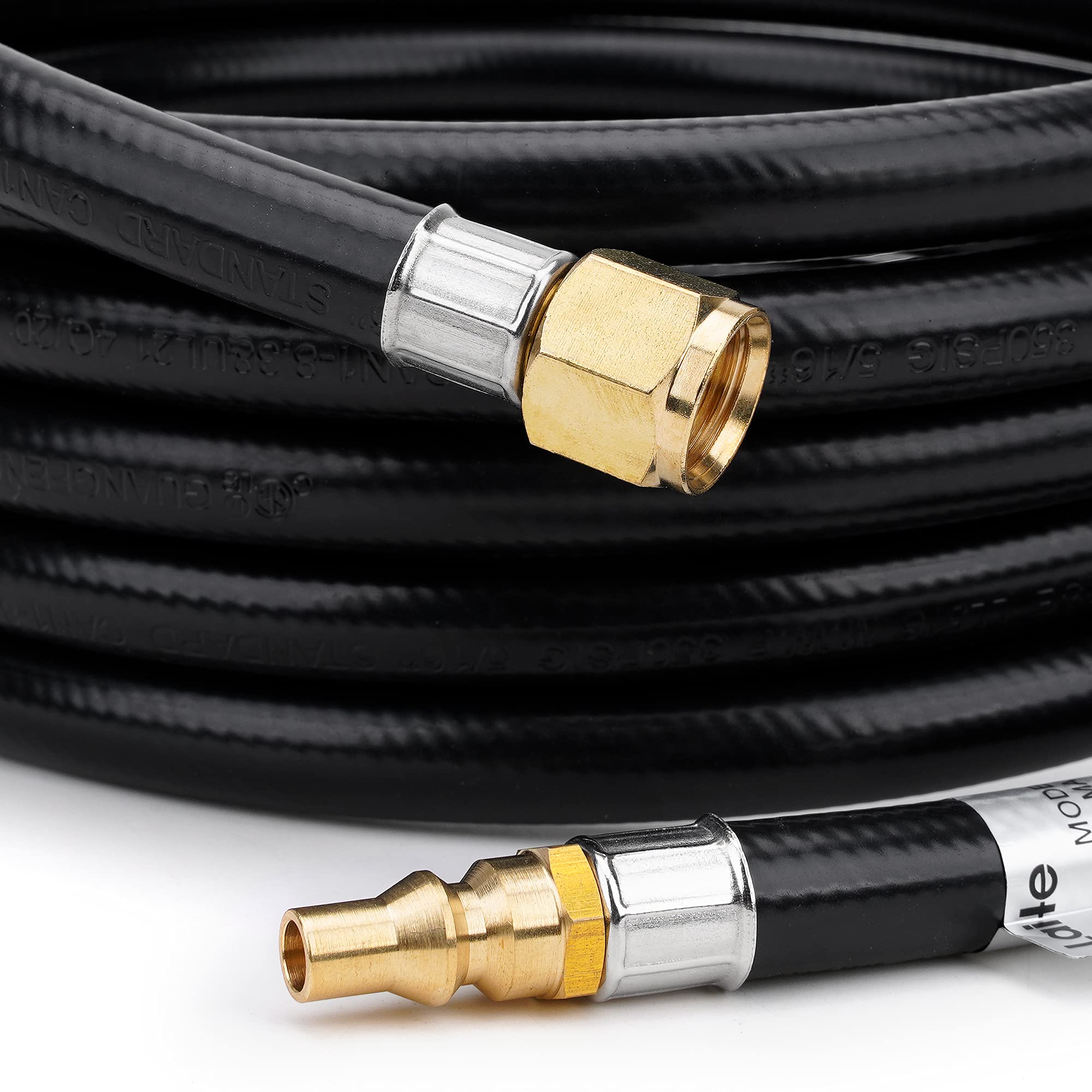 Stanbroil 12 Feet RV Propane Quick-Connect Hose for RV to Grill - Easy Release RV Connection Hose for Fire Pit, Camp Chef Stove, Pit Boss Burner Grill - 3/8 Female Flare x 1/4 Full Flow Male Plug