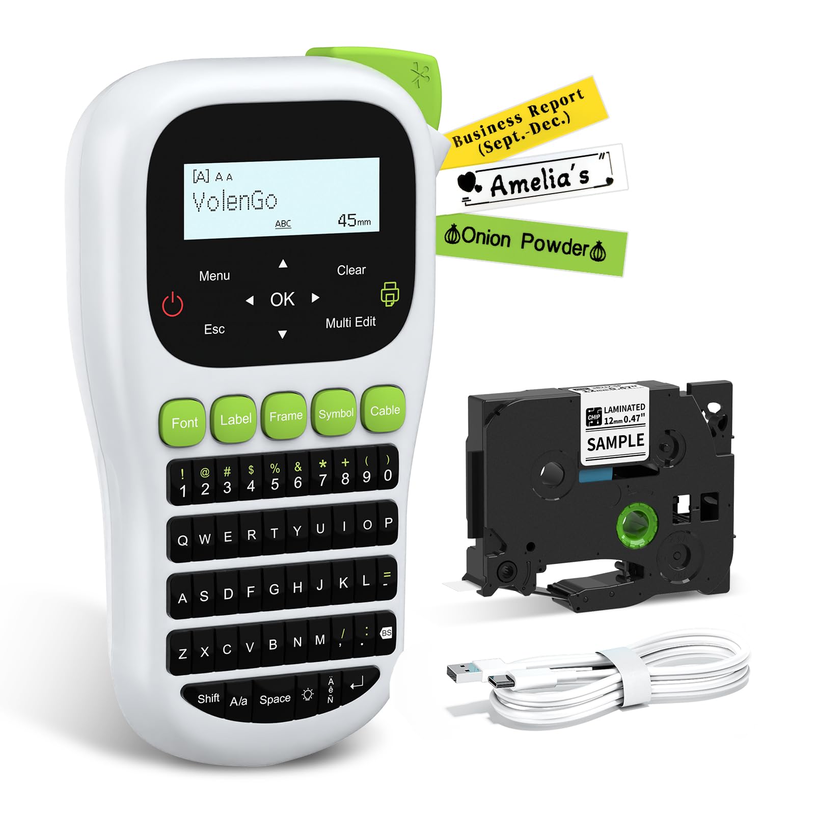 H1100 Label Maker, Label Maker Machine with Tape 12mm Laminated, Portable Labeler with Backlit-LCD Multi-Templates, Handheld Wire Label Makers, Inkless Labeling Maker for School Office Organization
