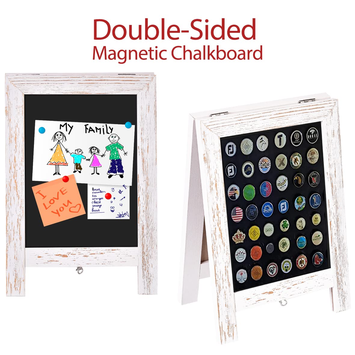 Maribol Rustic Reversible Chalkboard, Countertop Chalkboard Easel, Magnetic A-Frame Small Chalkboard Sign for Food, Restaurants, Business or Weddings and Home Decor (8.6 x 12.6 Inches) A-Frame-WH