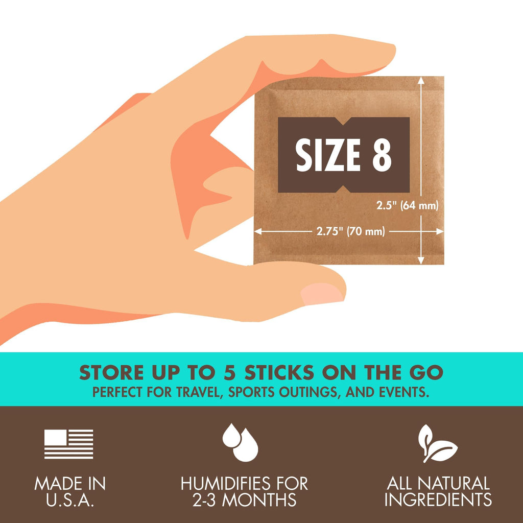 Boveda 72% Two-Way Humidity Control Packs for Storing Up to 5 Items – Size 8 – 10 Pack – for Small Wood & Leather Travel Cases – Moisture Absorbers – Humidifier Packs in Resealable Bag