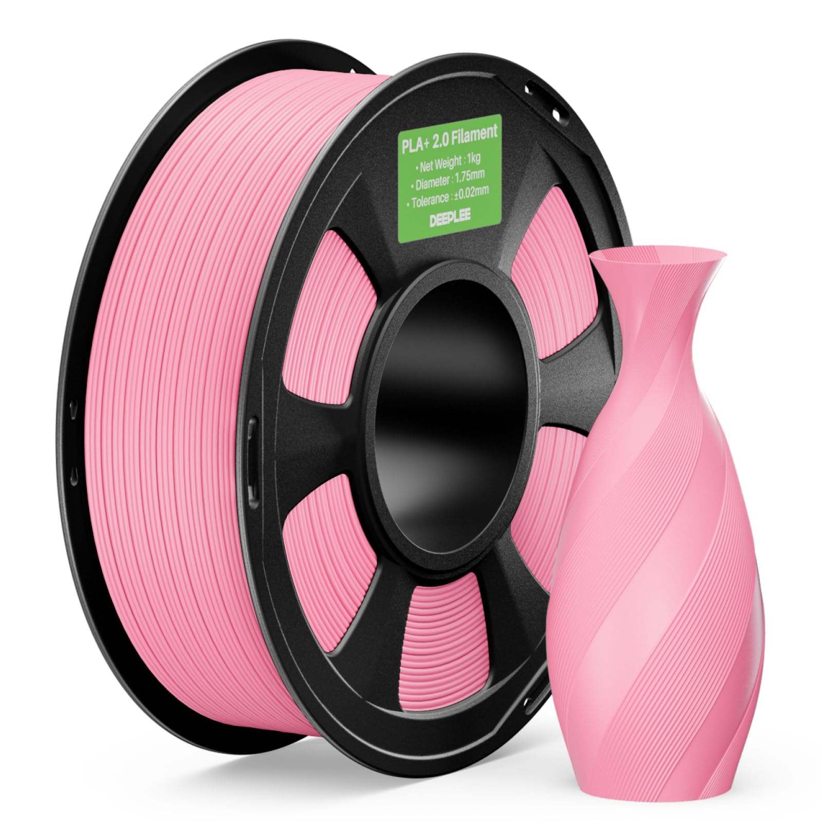 DEEPLEE PLA Plus 2.0 Filament Pink 1KG, 3D Printer Filaments Upgraded PLA+ 1.75mm Fits for Most FDM 3D Printers