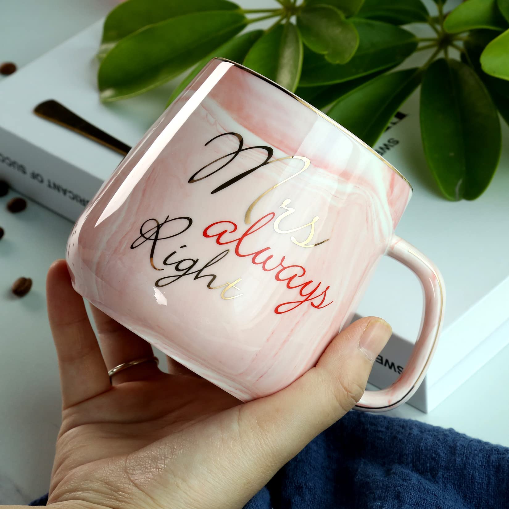 Mr and Mrs Couple Coffee Mugs - Best Wedding Gift Bridal Shower Engagement Gifts Set for Bride, Anniversary Birthday Valentine's Day Housewarming Gift Ideas, Unique 13.2 Oz Ceramic Marble Couple Gifts