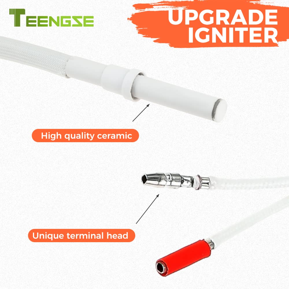 TEENGSE 12V Ceramic Hot Rod Igniter, Grill Igniters Replacement Parts for Green Mountain Prime Daniel Boone and Prime Jim Bowie Wood Pellet Grill, Ledge and Peak Prime Pellet Grill