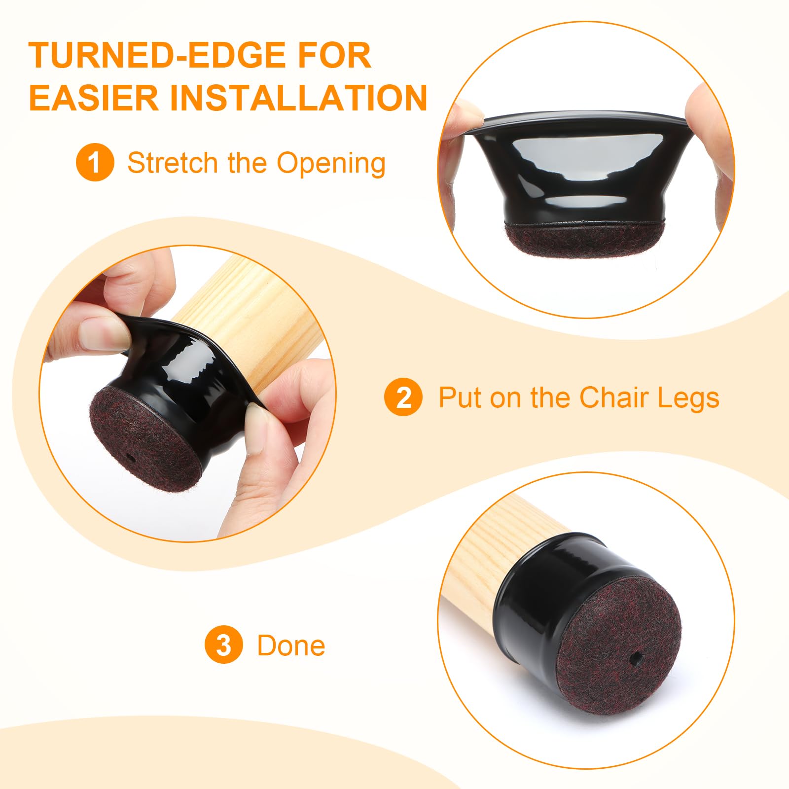 32 PCS Chair Leg Floor Protectors - Extra Small Black Caps for Round Legs (14―19mm / 1/2"―3/4") Anti Scratch