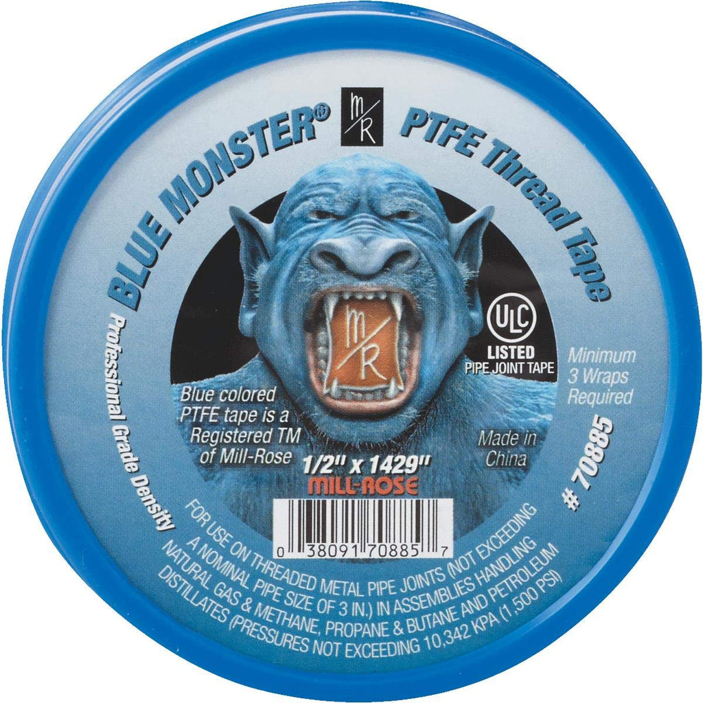 American Water Heaters Millrose 70885 Monster Roll PTFE Thread Seal Tape, 1/2-Inch x 1429-Inch, Blue
