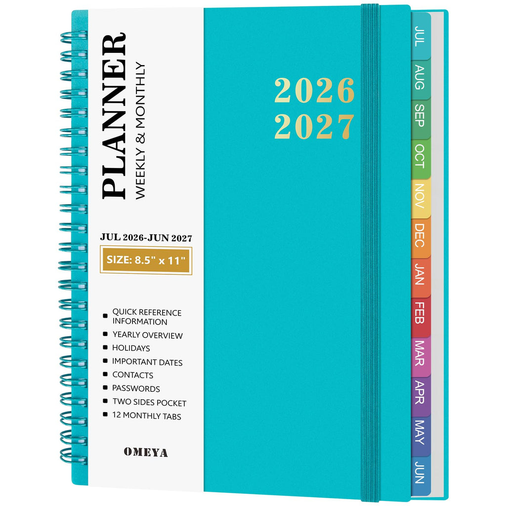 Planner 2026-2027 – Agenda 2026-2027: Planner Weekly and Monthly from July 2026 to June 2027, 8.5" x 11", 2026-2027 Calendar Planner with Monthly Tabs, Flexible Cover, Thick Paper, Inner Pocket for School Office Supplies(Green)