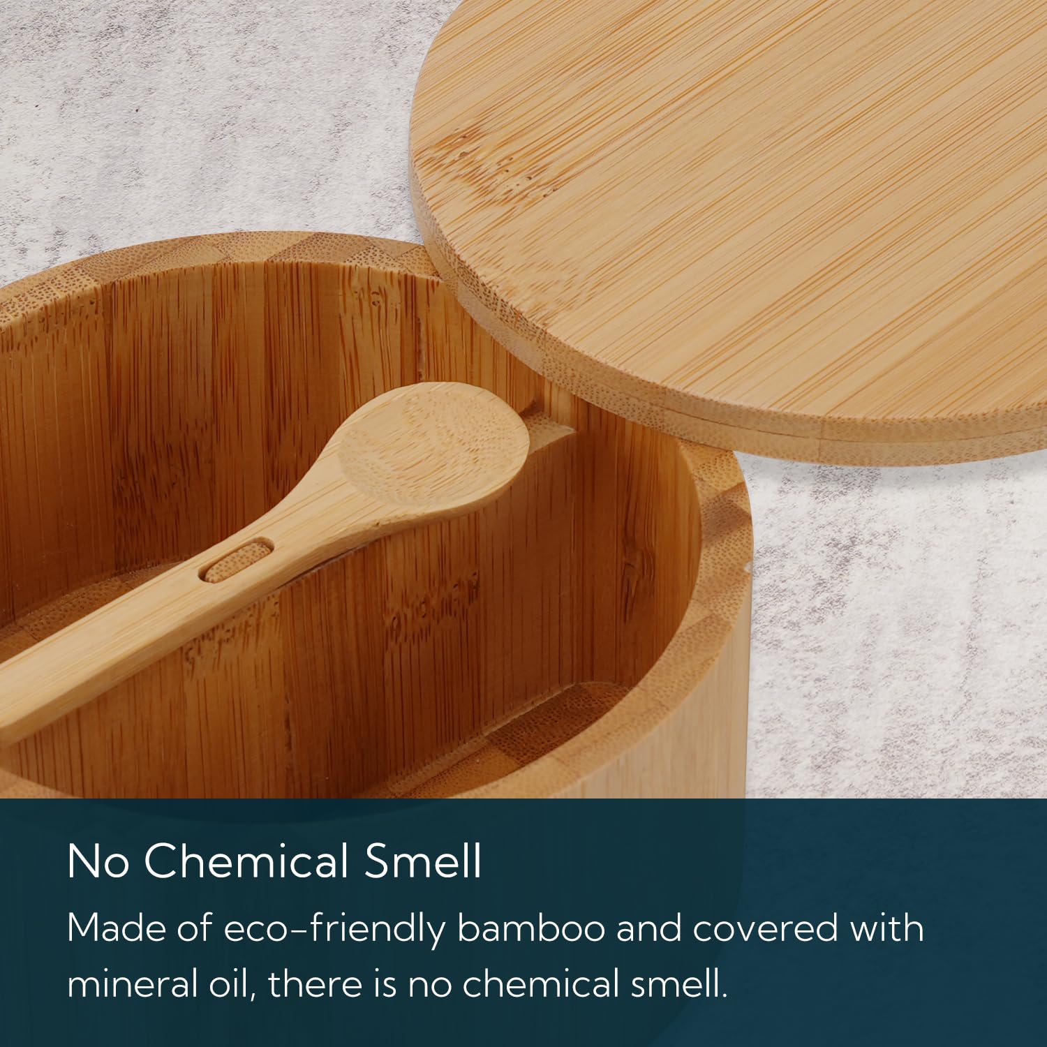 KITCHENDAO Salt and Pepper Box - Dual 7oz Containers, Built-in Serving Spoon to Avoid Dust, Swivel Lid to Keep Dry, Sea Salt Spice Seasoning Keeper Holder,4.96"L x 2.56"H"