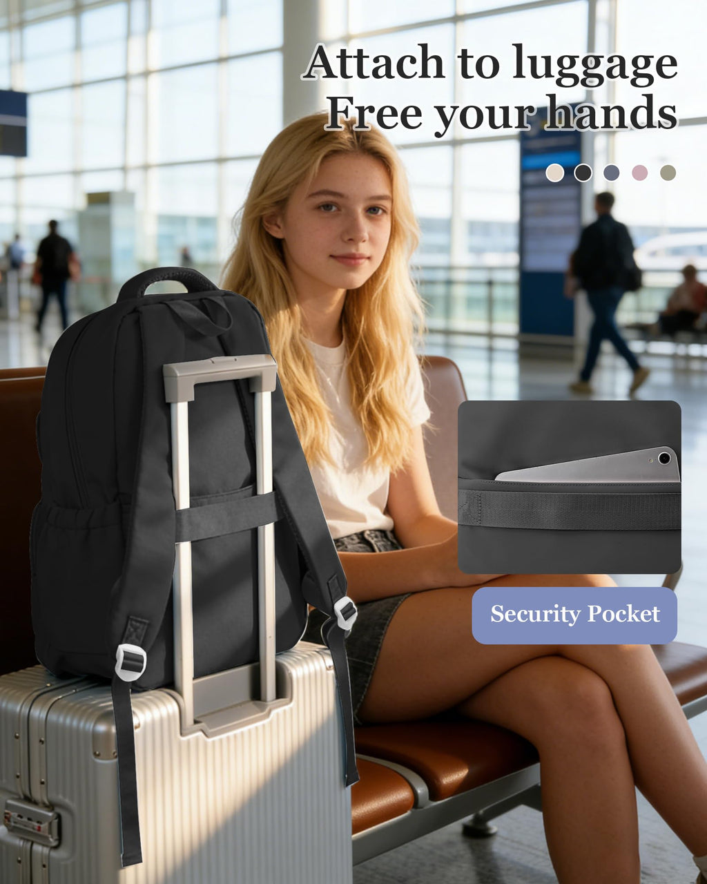 Black Backpack For Women Men,School Backpack For Teens Boys Girls,College Waterproof Laptop Backpack