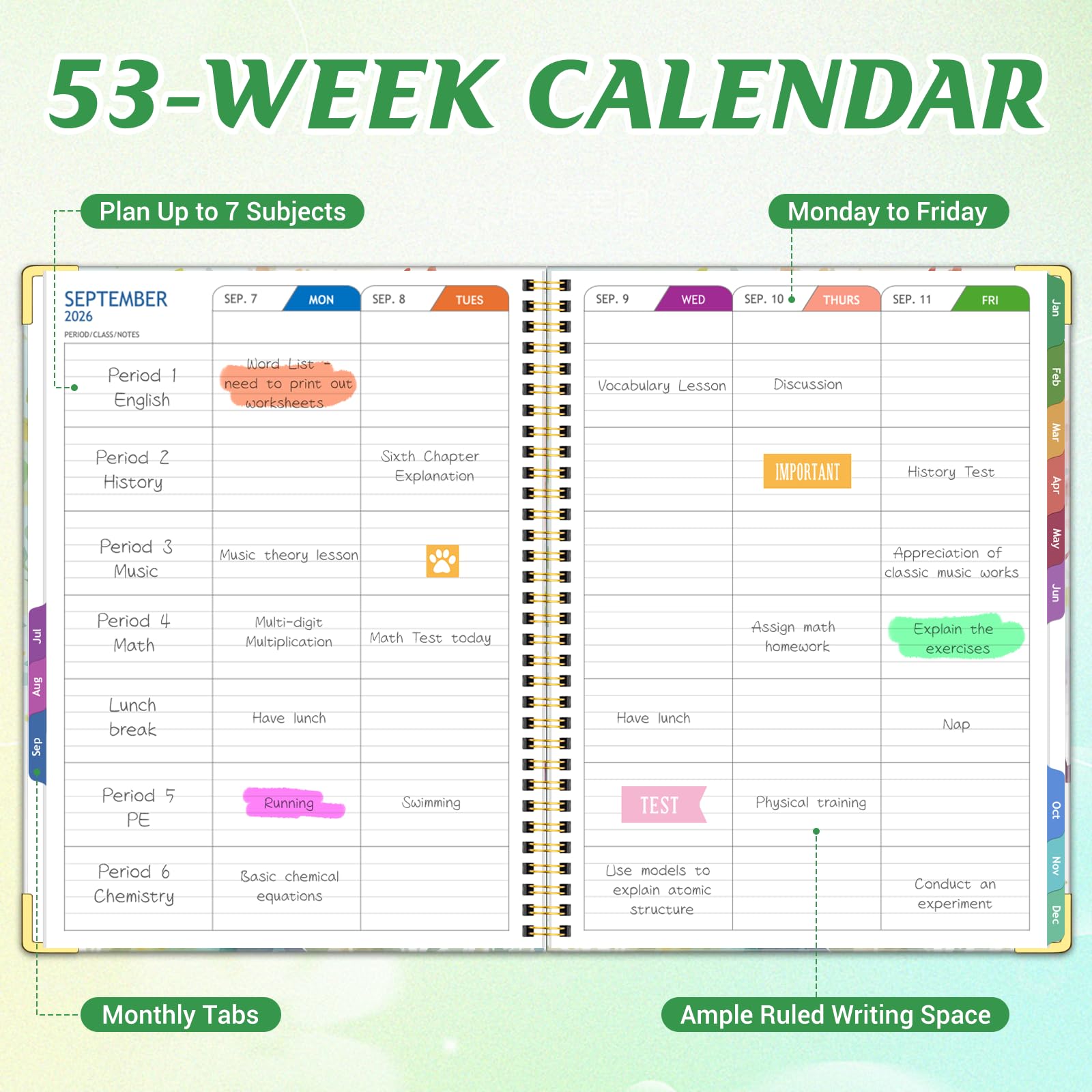 Teacher Planner 2026-2027 Academic Year, Jul.2026 - Jun.2027, 8.5" x 11" Lesson Planner Book for Teachers, Teacher Planners with Colorful Monthly Tabs for Homeschool & Classroom Organization - Tree