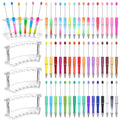 52 Pcs Beadable Pens Set, Plastic Beadable Pens Bulk with 4 Pcs Clear Pen Display Stand, Black Ink Ballpoint Pen Crafting DIY Making Kit for School Office Party Gifts