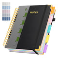 XYark Line Hardcover Spiral Notebook with Removable Dividers Tabs & Ruler, 5 Subject Notebook College Ruled, 300 Page, Large 8"x10" B5 Notebooks for Work School, Lined Journal for Women & Men, Black