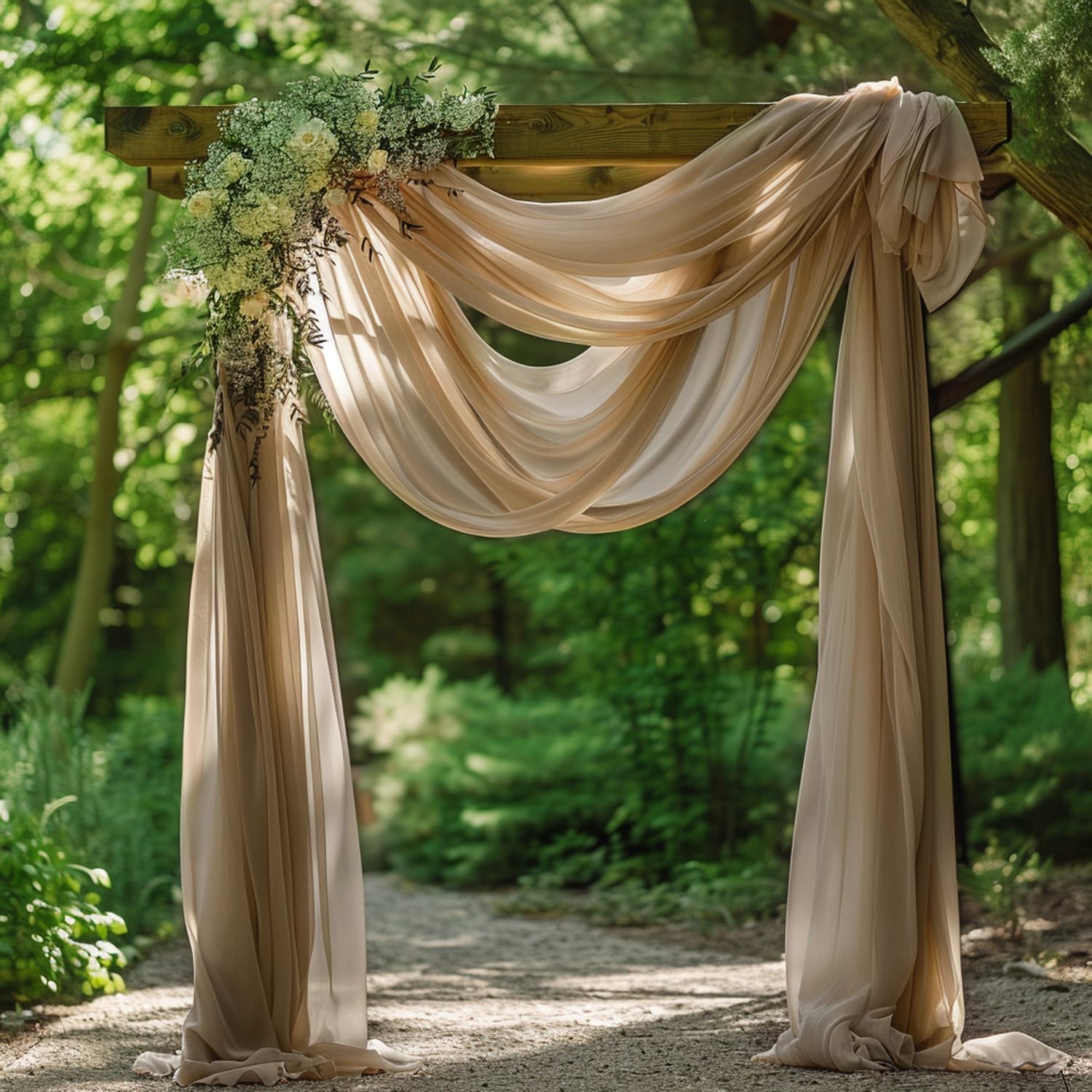 Wokceer Wedding Arch Draping Fabric Nude 28.7" x 20FT Sheer Fabric Drapes Backdrop Arch Draping Fabric for Wedding Ceremony Birthday Party Bridal Shower Decoration