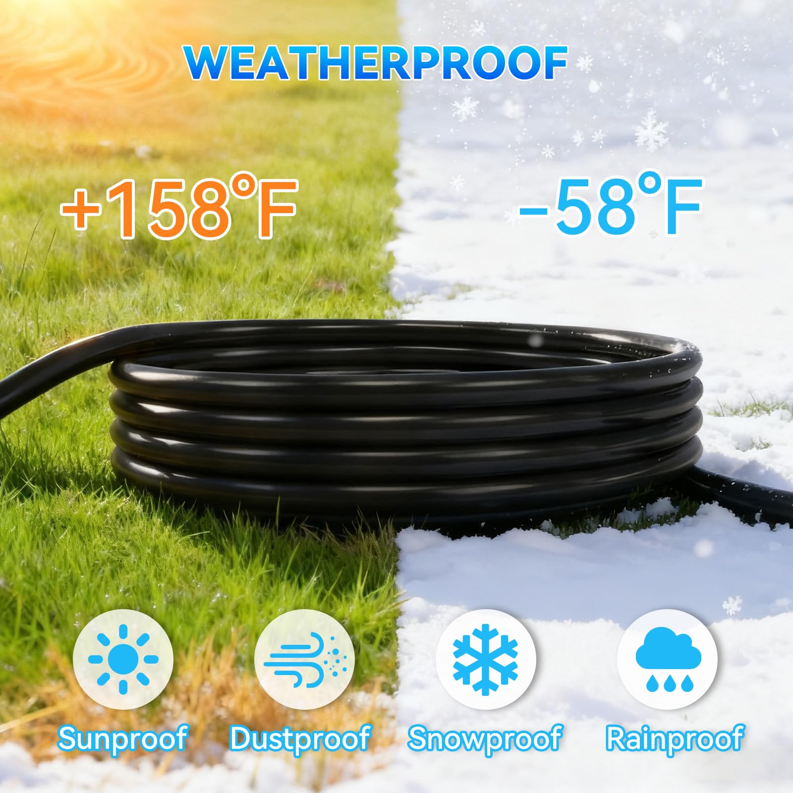 Kasonic 25 Feet Outdoor Extension Cord, ETL Listed, SJTW 16AWG/13A 3 Prong Power Cord, Plug Extension for Home or Office Use, Black