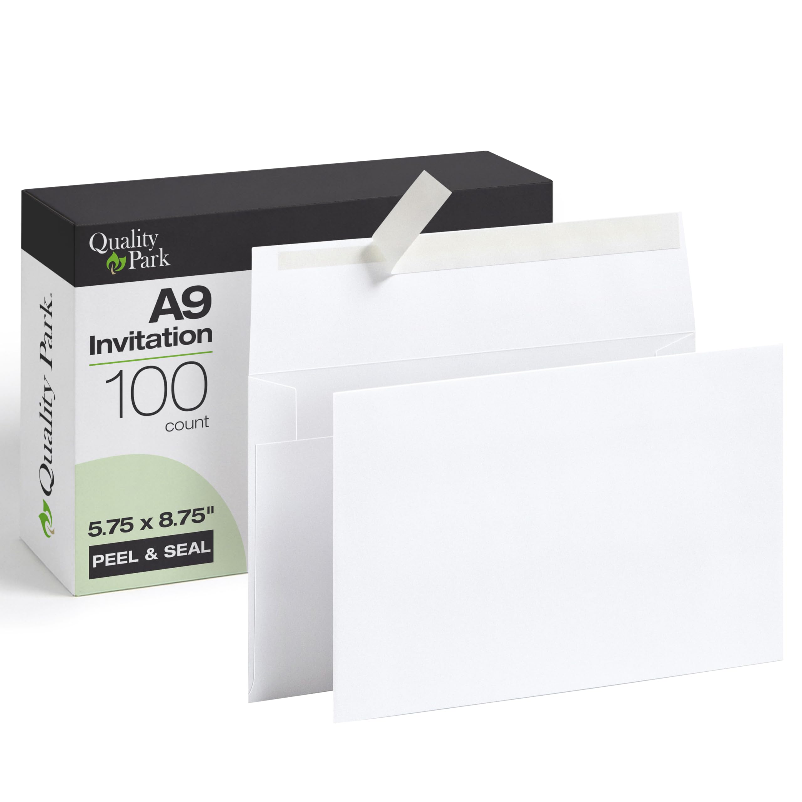 Quality Park Envelopes, A9 Half-Fold Invitation Envelopes, 5.75" x 8.75", White 24 lb Stock, Redi-Strip Self-Seal Closure, Printer Compatible, Ideal for Greeting Cards, Photos, Invitations, 100-Count