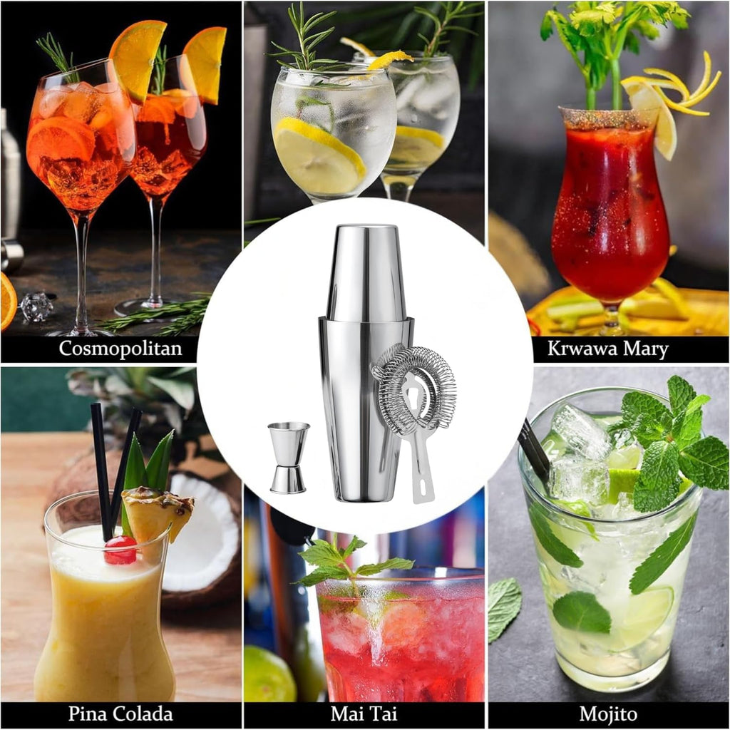 Boston Cocktail Shaker Set, 16 oz&25oz Stainless Steel Martini Shakers for Bartending, Drink Shaker for Bartender Home