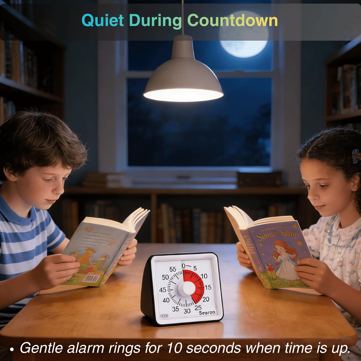 Searon Visual Timer for Kids – 60 Minute Countdown Timer with Color Disk, Quiet Time Management Timer for Study, Homework, Classroom, ADHD & Daily Routines (Black)