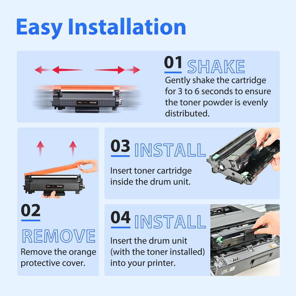 [with CHIP] TN760 Toner Cartridge Replacement for TN760 TN-760 TN730 TN-730 Compatible with Brother DCP-L2550DW MFC-L2710DW HL-L2370DW HL-L2390DW MFC-L2750DW HL-L2390DW HL-L2350DW Printer (2 Black)