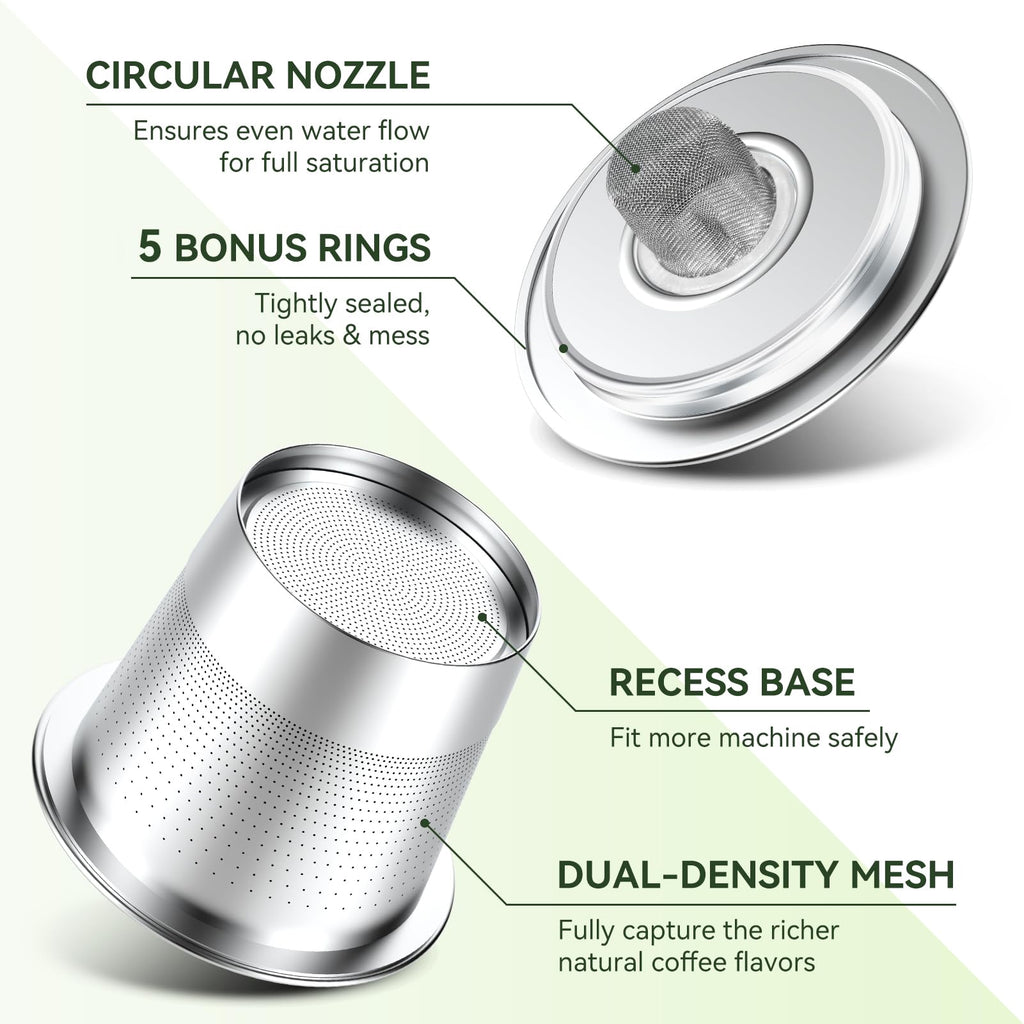 6 Pack Reusable K Cups Coffee Pods for Keurg 1.0: Stainless Steel Refillable K Cup - Reusable Coffee Filter for Keurg 1.0 Coffee Maker, Permanent, Eco-Friendly, Innovative Design