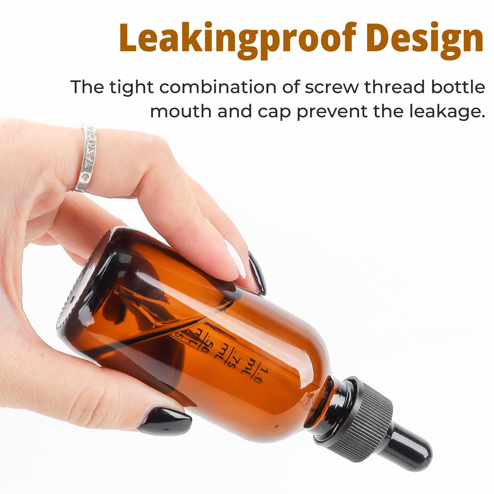 24 Pack 2 oz Glass Dropper Bottles with Measured Dropper - 60 ml Dark Amber Tincture Bottles for Essential Oils, Perfumes, Aromatherapy, Chemistry Lab Chemicals