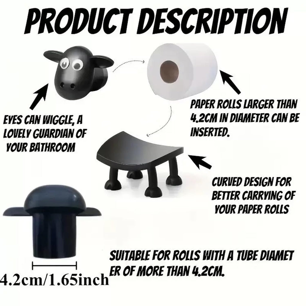 Sheep Toilet Paper Roll Holder, Funny Toilet Paper Holder Free Standing Bathroom Set,3D Printed Black Sheep Loo Roll Holder,Fun Housewarming Gift & Bathroom Decor